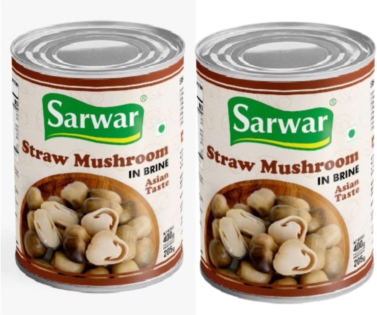 Sarwar Straw Mushroom in Brine, 400g ( Pack of 2 )