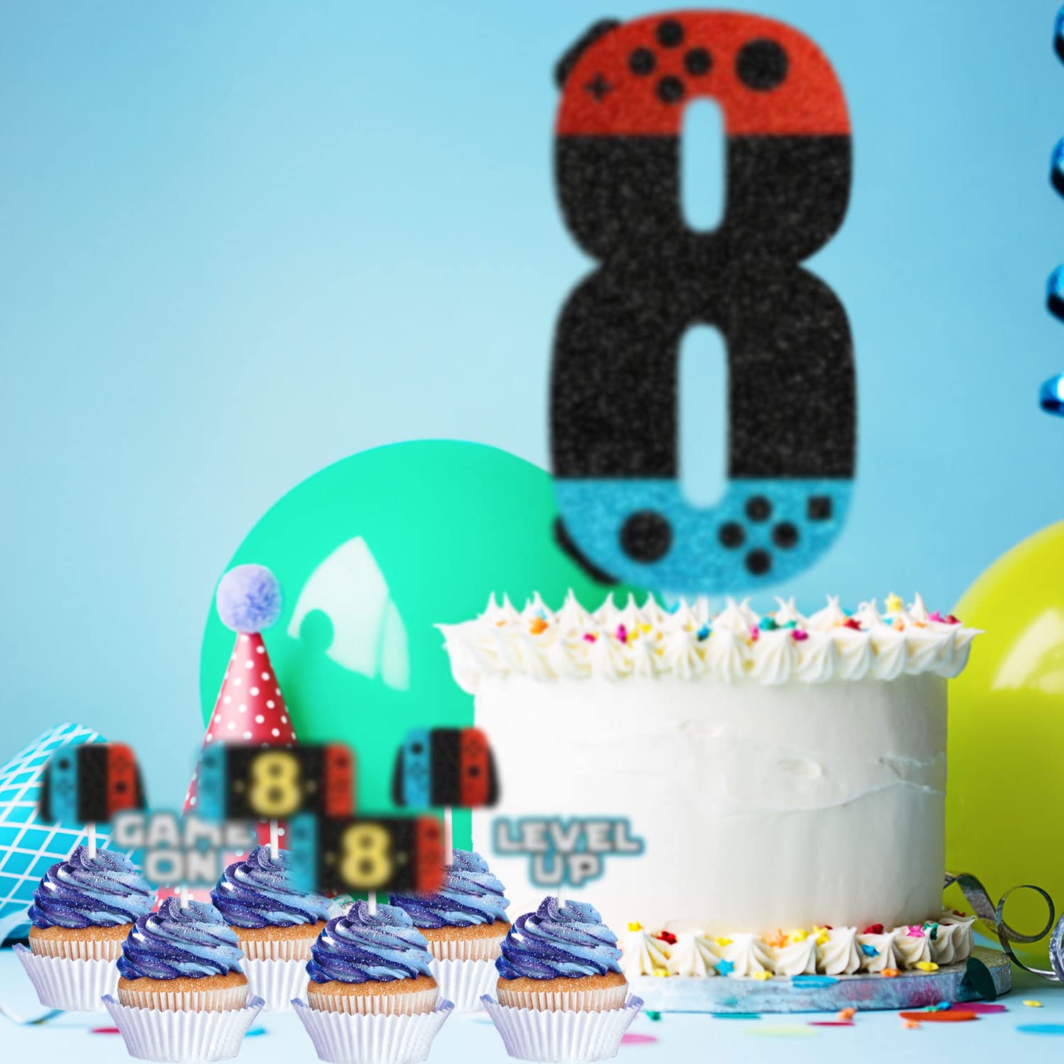 Minecraft Cake Topper KAPOKKU Level 8th Cake Topper For Video Game ...