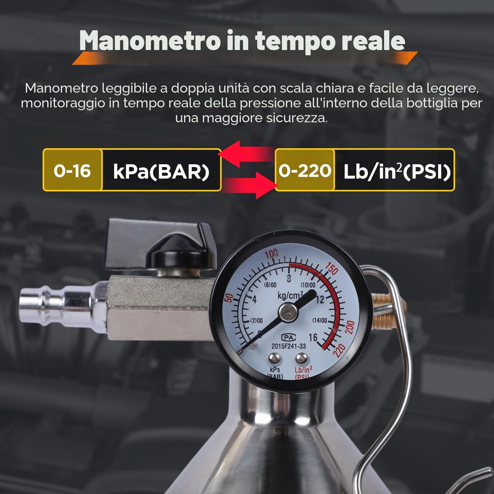 AC Flush Kit con manometro, valvola di sovrapressione, testina spray e tubo, detergente HVAC per R410A, R134A, R22, tubi di condizionamento, condensatore, evaporatore