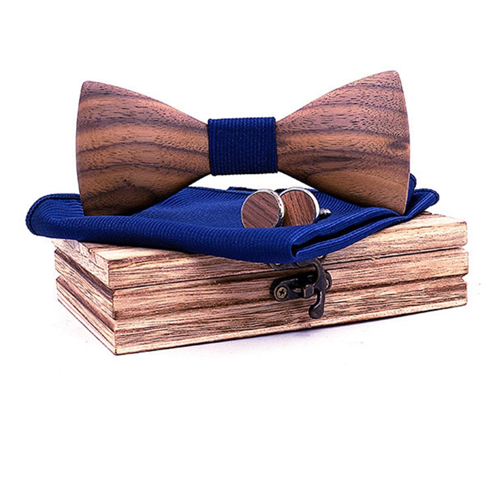 Conjunto De Pajarita para Novio Boda Pajarita de Madera Bufanda Cuadrada Gemelos Conjunto de Pajarita(Colour 3)