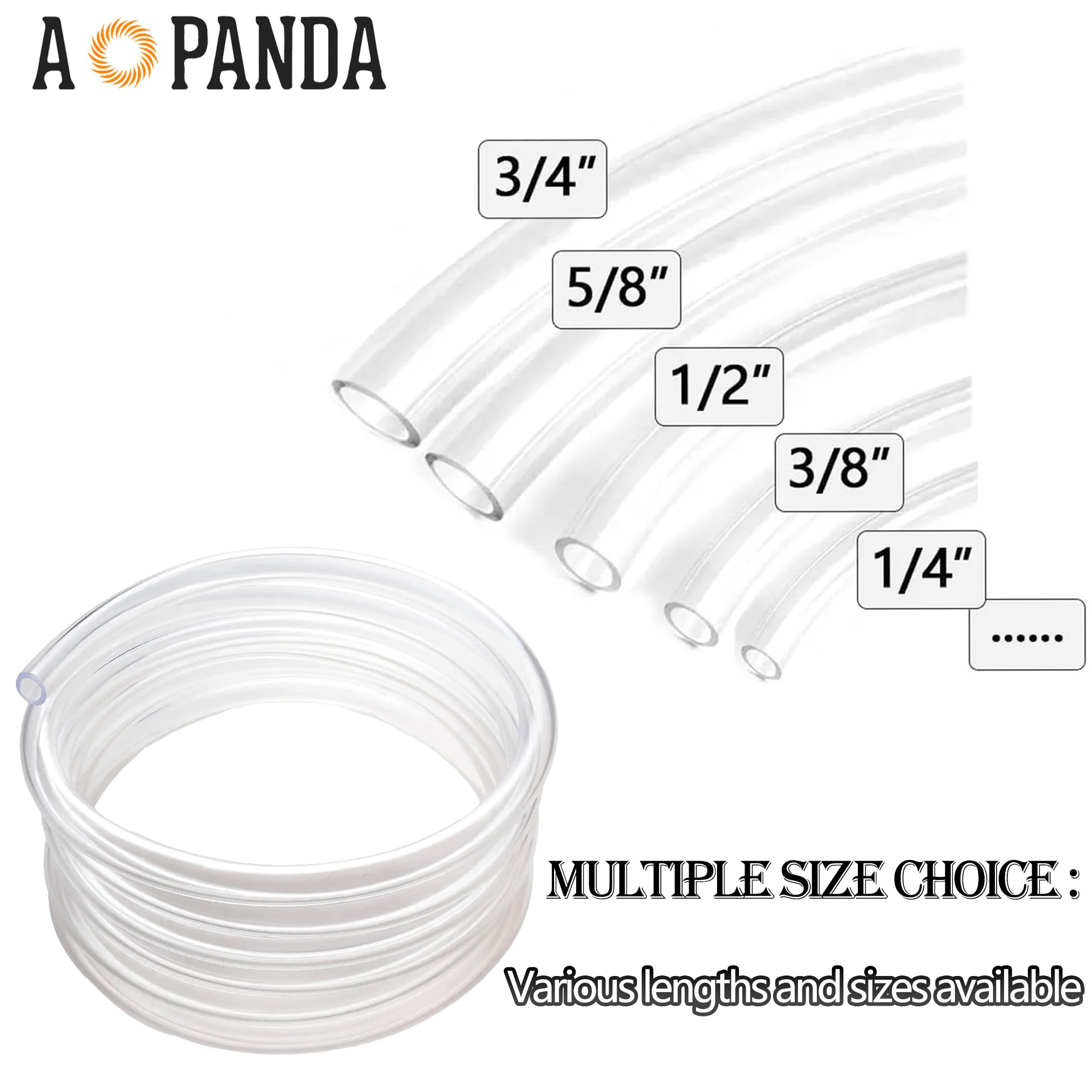 AOPANDA Tubo de vinilo transparente de PVC de 50 pies, diámetro interior de 1/4 pulgadas, tubo de PVC flexible, manguera de PVC híbrida, tubo de plástico ligero