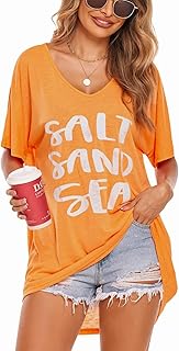 Damen Strandkleid Bikini Cover Up Sommer Strandponcho Bademode V-Ausschnitt Strand Lose Vertuschen Shirt mit Drucken