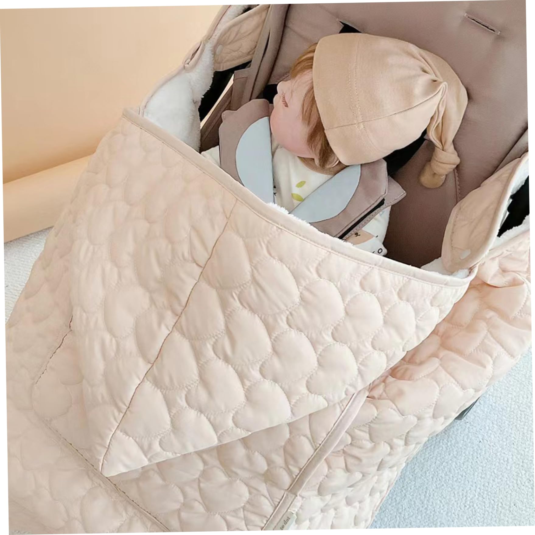 Gcroet Copertura per Invernale Calda Antivento per Coperta per Passeggino con Motivo a Cuore Carino con Tasca Morbida e addensata per seggiolino Auto per l'inverno all'aperto ..