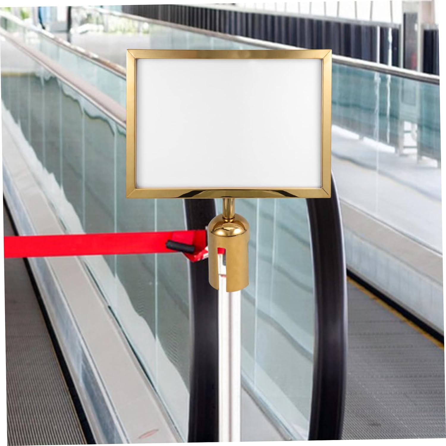 Angoily Stanchion Sign Holder for Crowd Control Horizontal Display Stand for Airport Restaurant Supermarket and Events Easy to Change Signage Protects From Dirt