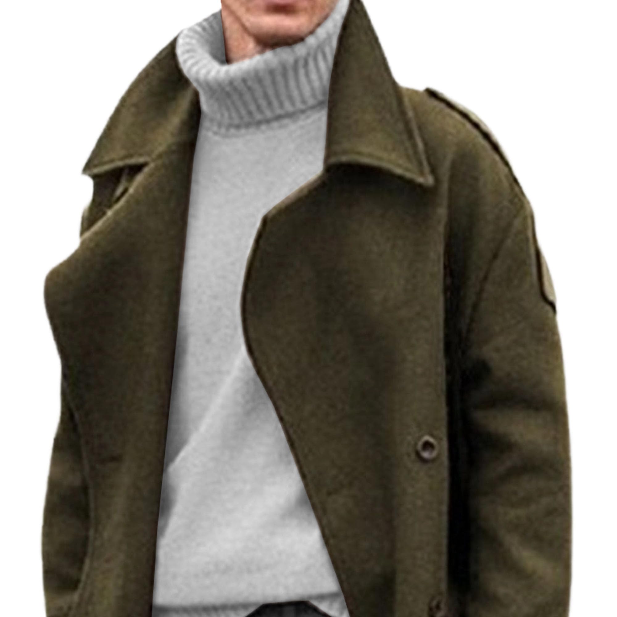 Gabardina larga con solapa de muesca para hombre, botonadura única, longitud a la rodilla, abrigo térmico de invierno, mezcla larga, abrigo casual