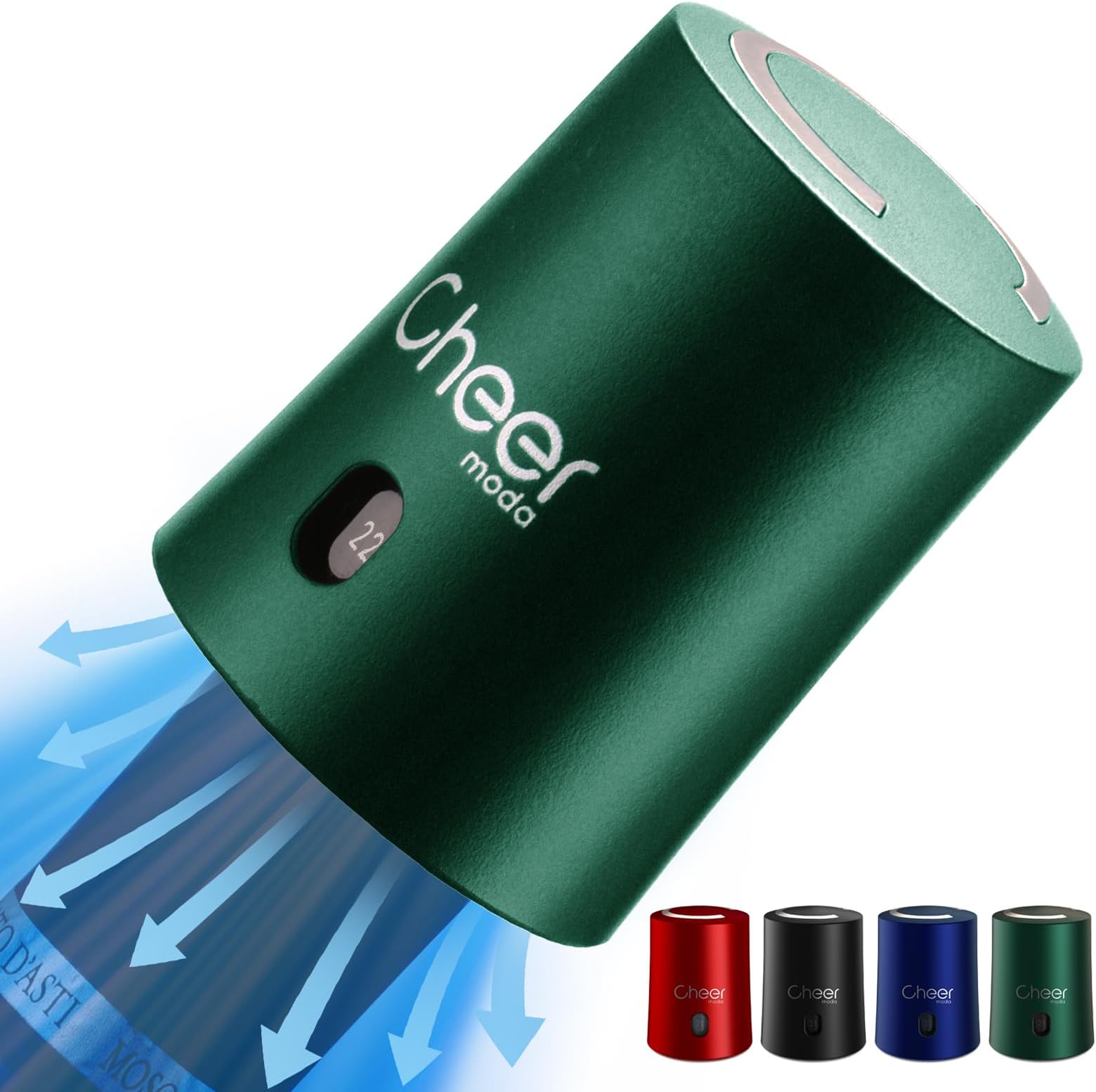- CheerModa Vacuum Wine Stopper with Date Display – 7‑Day Wine Preservation Stopper, Silicone Wine Cap & ABS, French Design, 4 Colors (Green-JS15-FBA)