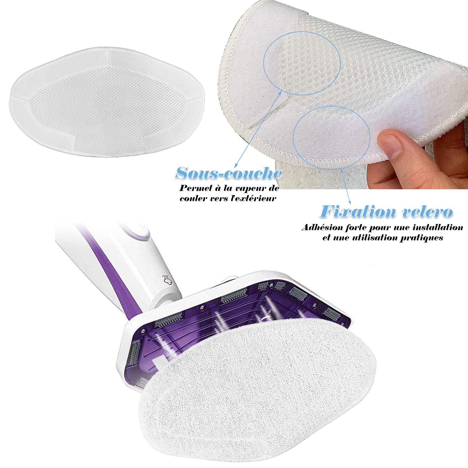 4 Vadrouilles de Rechange Lavables pour Polti Vaporetto Brosse Vaporforce PAEU0332, Lingettes Reutilisable Pour Brosse PAEU0332 Polti Vaporetto
