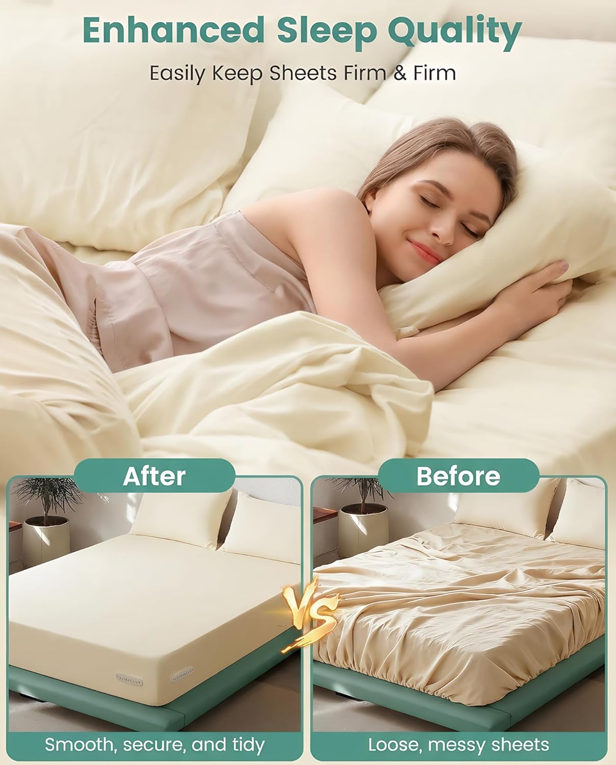 UNILEAF Bed Sheet Holders for Corners, 4-Pack Fitted Sheet Clips for Twin/Full/Queen/King Fixed Beds, No-Strap Bed Sheet Grippers, One-Time Install, Not for Adjustable Beds