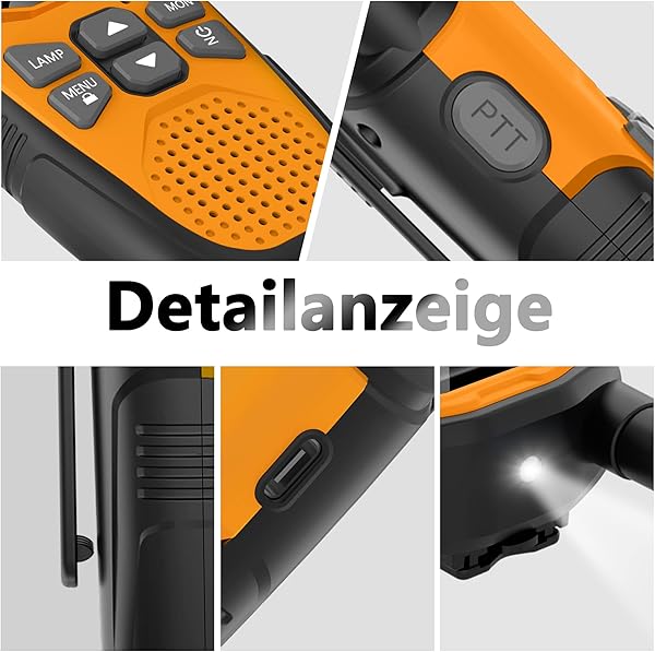 3er Set,NXGKET Walkie Talkie Aufladbar für Erwachsene Kinder Funkgeräte,Große Reichweite 5km Walki Talki mit Li-ion Akku, VOX Taschenlampe für Freien, Camping, Wandern - 4