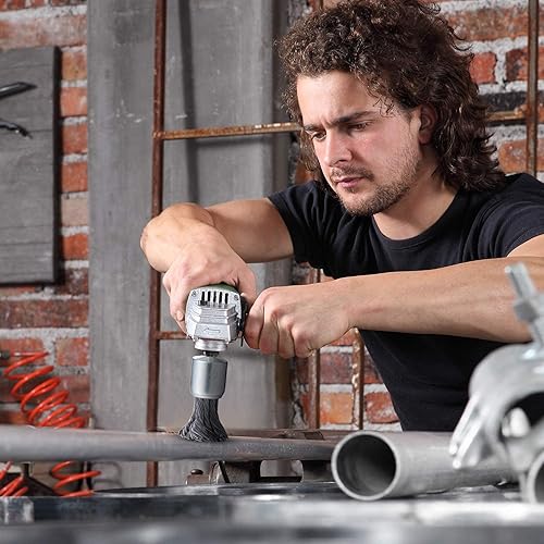 Miniatura 5 de Paquete de 9 cepillos de ruedas de alambre para taladro, tamaños 0.8 pulgadas, 1 pulgada y 1.2 pulgadas, cepillo Mixiflor anudado y extremo de