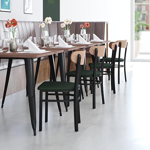 Miniatura 28 de Flash Furniture Wright - Silla de comedor de grado comercial, asiento de madera maciza con acabado de nogal y respaldo de boomerang, 500 libras de