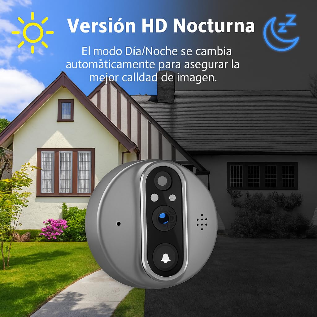 Genzo Mirilla Digital Puerta WiFi Grabadora -Camara Grabacion Wi-fi con Detector Movimiento - Pantalla de 4,3 Pulgadas 3MP 1080P - Batería Larga Duración de 5.000 mAh - Incluye Tarjeta Memoria 32 GB