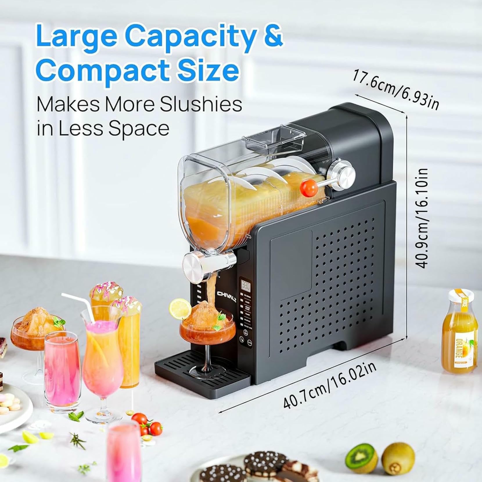 Granita per La Casa-Macchina per Granite da 1,6L con 6 Programmi Preimpostati,Senza Ghiaccio, Autopulente One-Touch,Macchina per Gelato e Frullati per Margarita,Frappé,Cocktail e Altro