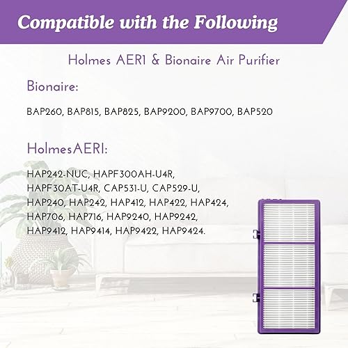 Miniatura 8 de Nispira HAPF300AP AER1 Performance Plus Filtro para purificador de aire Holmes HAPF30AT HAP242-NUC HAPF300AP-U4 True HEPA. 1 paquete