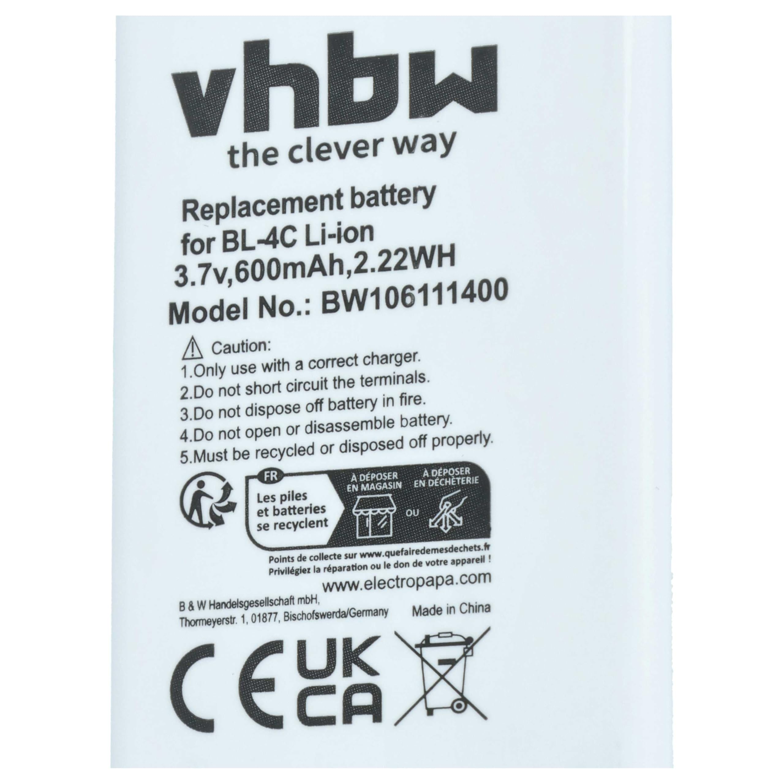 vhbw 5x batteria compatibile con Brondi Fox, President, Window smartphone cellulare (600mAh, 3,7V, Li-Ion)