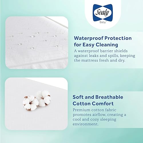 Miniatura 4 de Sealy Baby Posturepedic Grace - Colchón impermeable para cuna de bebé y cama infantil, transpirable, hipoalergénico, de 2 etapas, de doble firmeza,