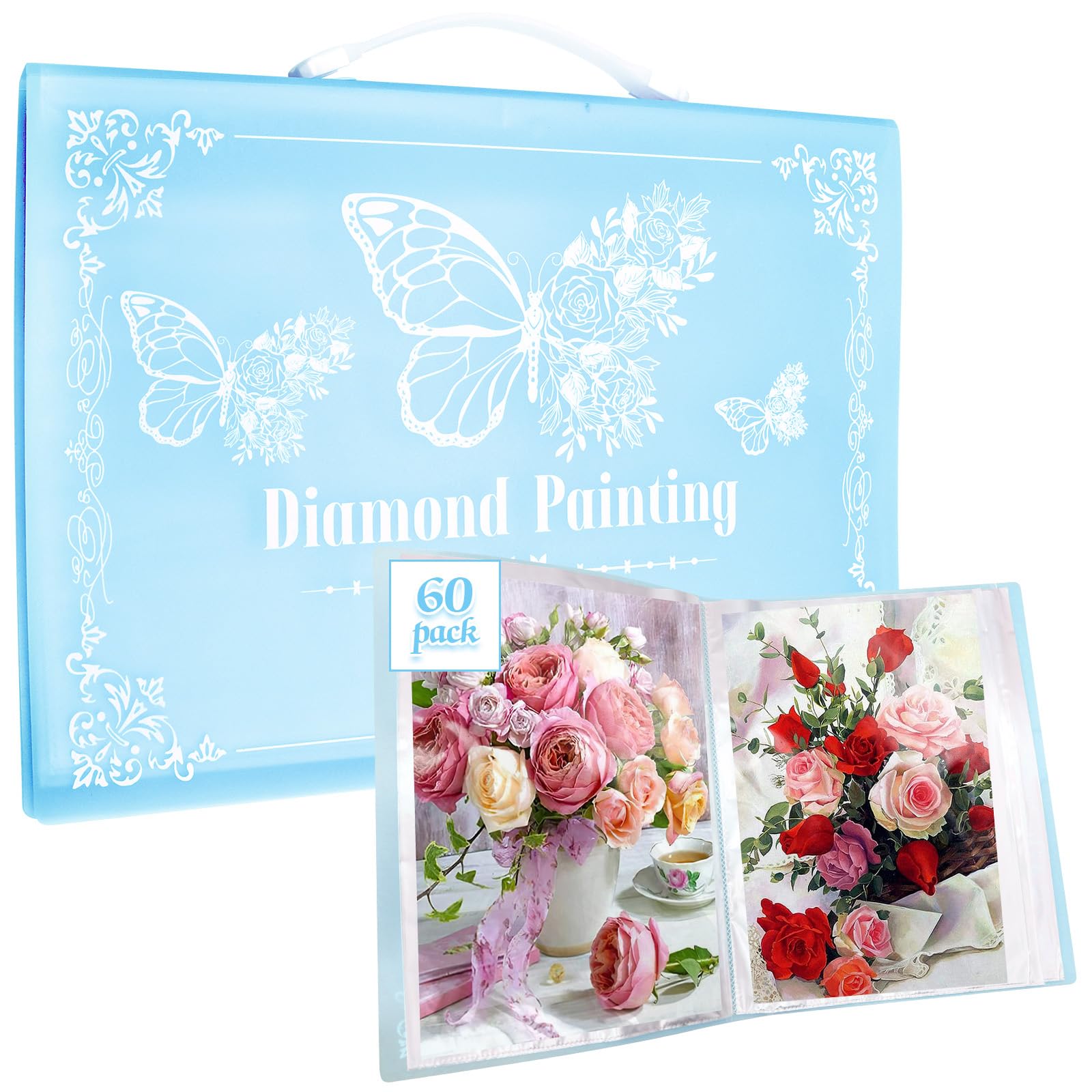 SPOKKI Diamond Painting Pictures Album, A3 Diamond Painting Folder for Storage Diamond Painting Pictures with 60 Sheets