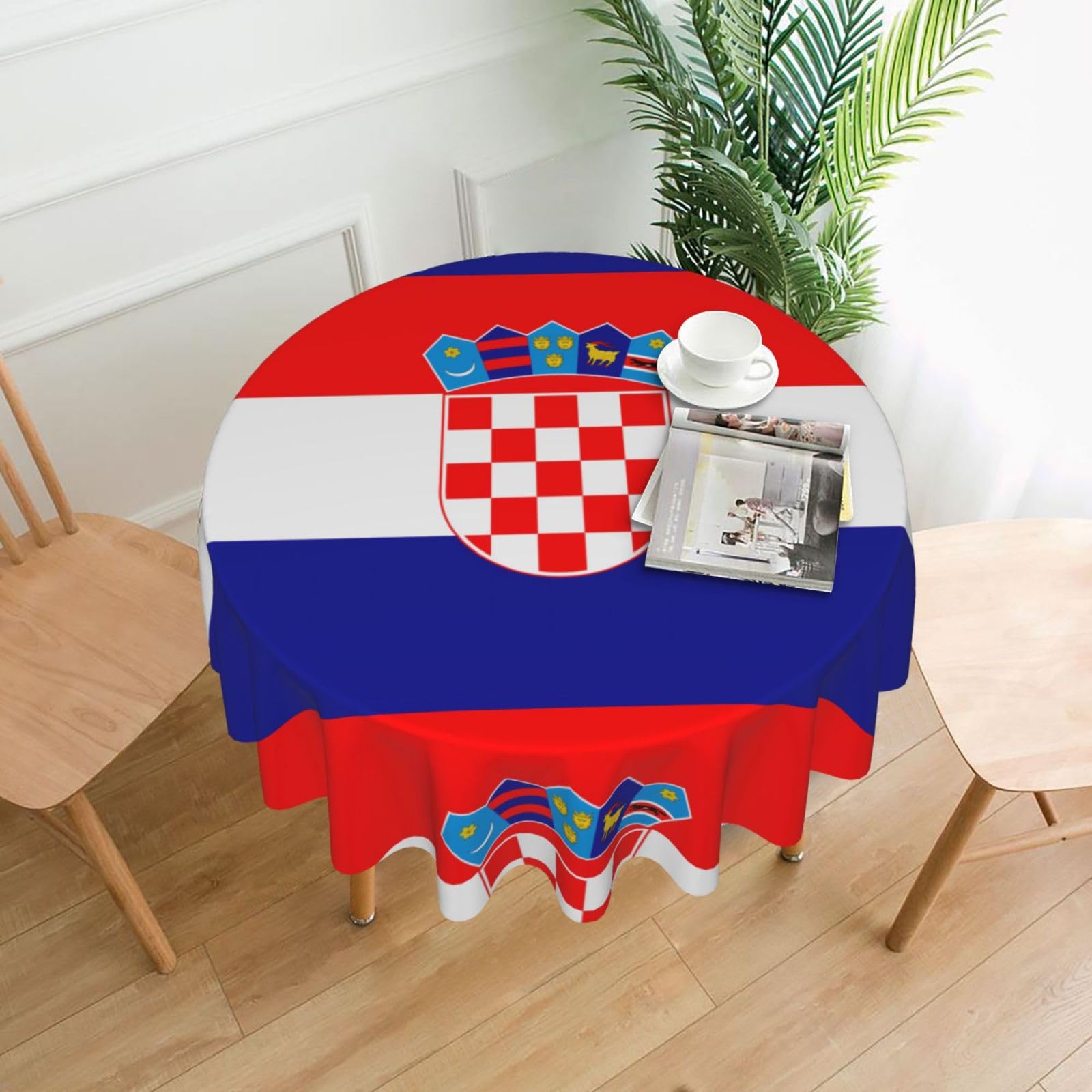 WHJSSF Republic of Croatia flag Prints Round Decorative Tablecloth 60in - Elevate Your Dining Experience with a Stylish & Protective Table Throw