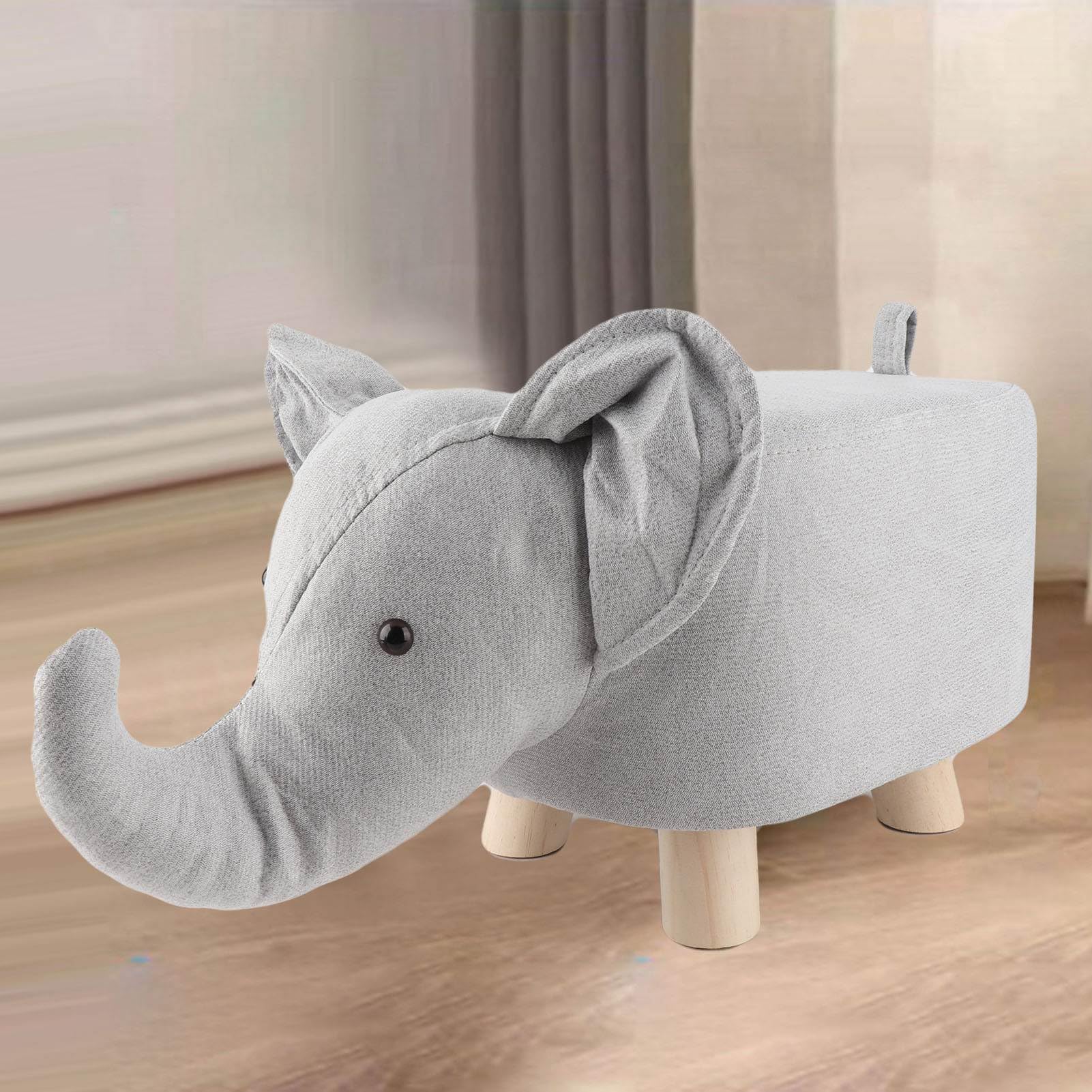 Reposapiés de Animales, Silla única, sofá otomano, reposapiés, Silla pequeña para Dormitorio, Lindo reposapiés otomano pequeño para Sala de Estar (Gris Blanco)