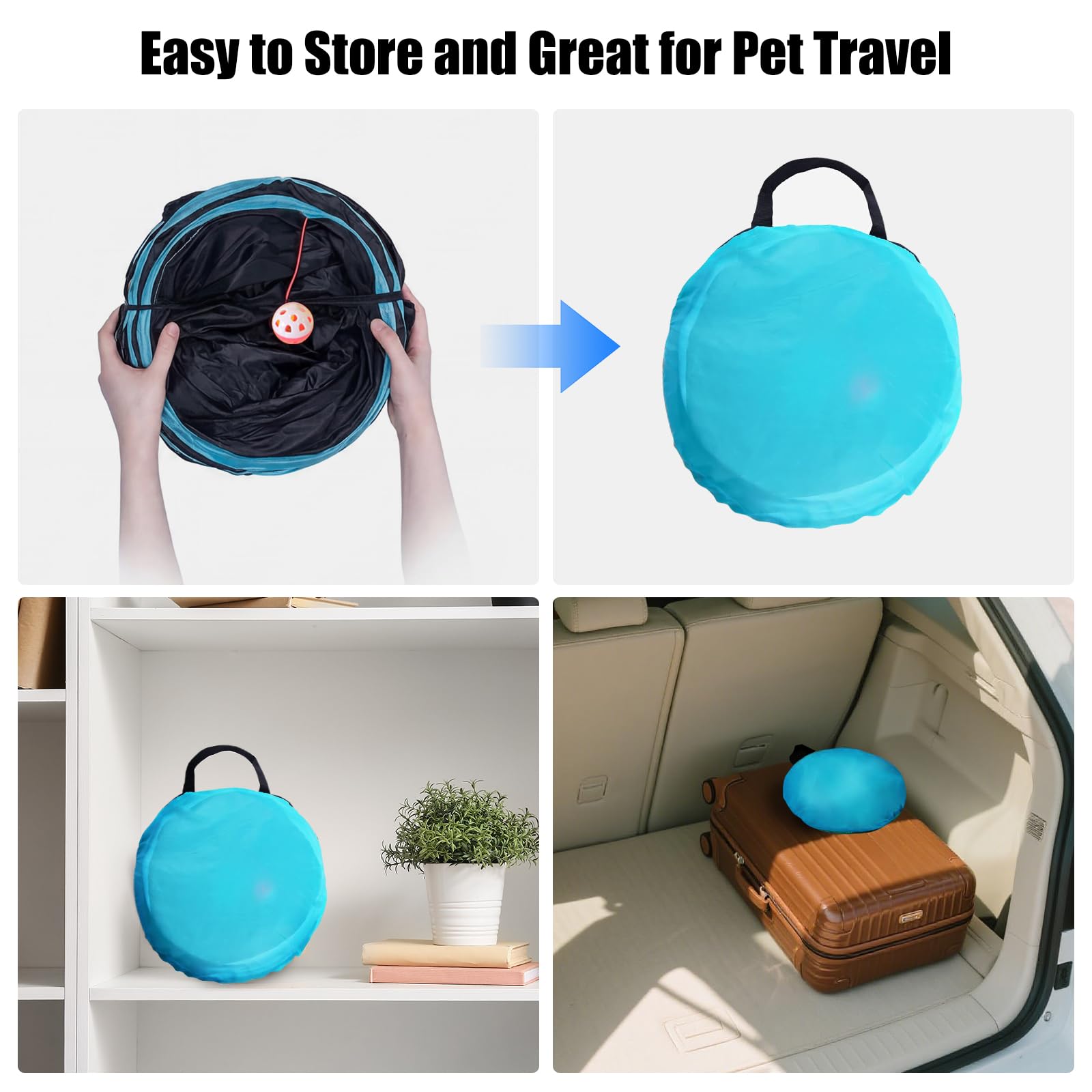 Bemodst Túnel para Gatos, 2 vías/3 vías/4 vías/5 vías, Plegable, Juguete para Gatos, Juguete Interactivo para casa de Laberinto para Conejos pequeños, Cachorros, Hurones, cobayas (5 vías)