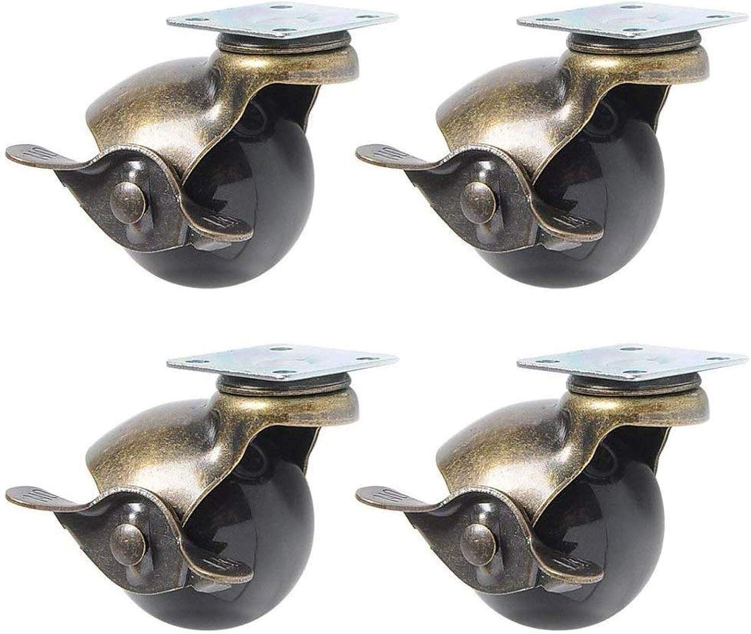 OJHFJMGH Casters, Casters,360 Degree Swivel Plate Covered Ball Brake,Hardwood Floor Protection/2 in