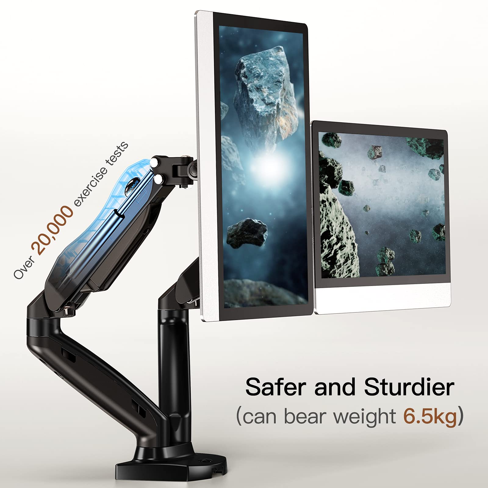 HUANUO Dual Monitor Stand for 13 to 27 inch Screens, Gas Spring Dual