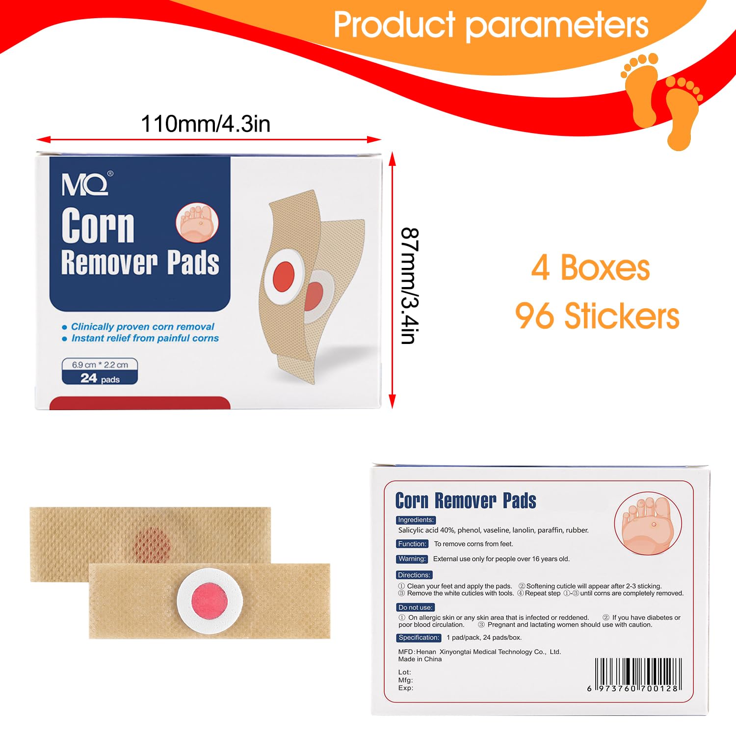 96 Pcs Verruche Rimozione Cerotti, Togli Calli Cerotti per Calli dei Piedi, Cerotti Detox Piedi, per Occhio di Pernice, Verruche Duroni Piedi, Togli Calli (1)