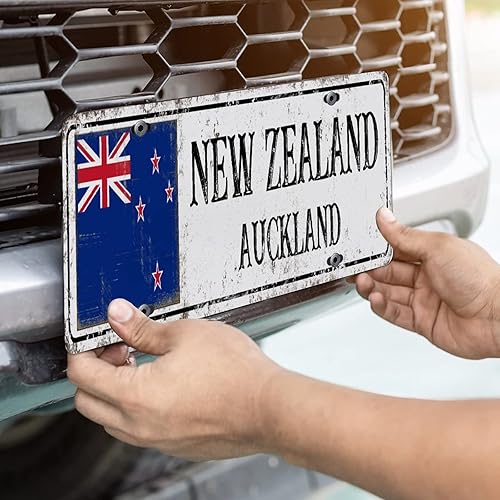 Miniatura 2 de Placa de matrícula de Nueva Zelanda con la bandera nacional de Nueva Zelanda, placa de matrícula de la ciudad de Auckland, regalo de recuerdo del
