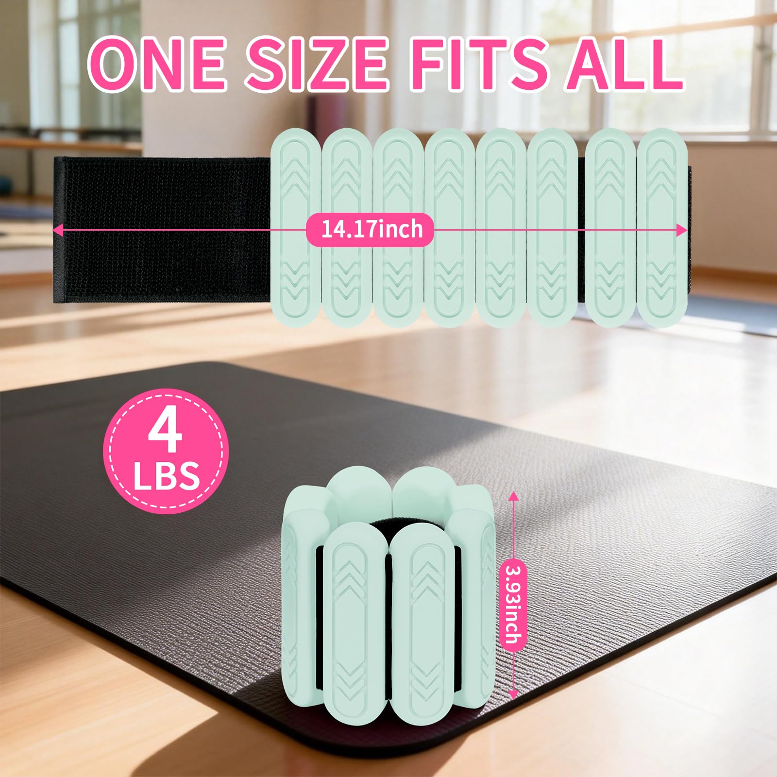 Set di 2 pesi per caviglia (0,5 kg/0,9 kg ciascuno), pesi regolabili per polsi e caviglie per donne e uomini, braccialetti in silicone per allenamento della forza, per nuoto, corsa, pilates
