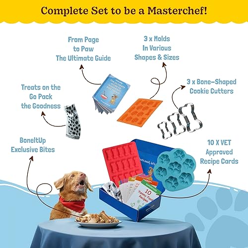 Miniatura 3 de BoneItUp Kit para hacer golosinas para perros, todo en uno, juego de galletas de bricolaje con 3 moldes de silicona reutilizables para perros, 3