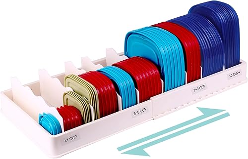 SWOMMOLY Organizador de tapa expandible para almacenamiento de alimentos, incluye 8 divisores ajustables, 30 etiquetas preimpresas y en blanco,