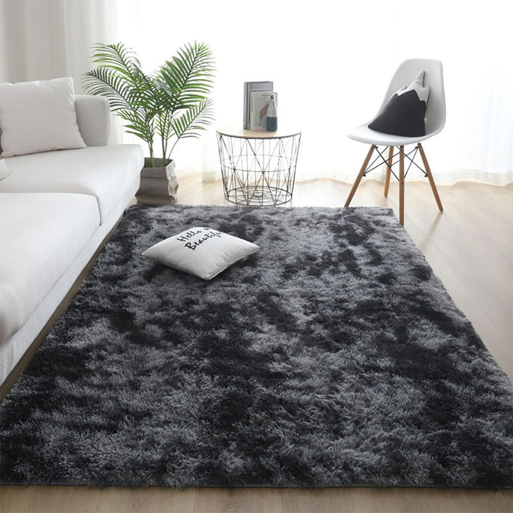 Tappeto Moderno 335 x 355 cm, Facile da Pulire, Assorbente Alta Densità di Pelo, Varie Misure e Colori, Tappeti Lavabile Camera da Letto, Grigio Scuro
