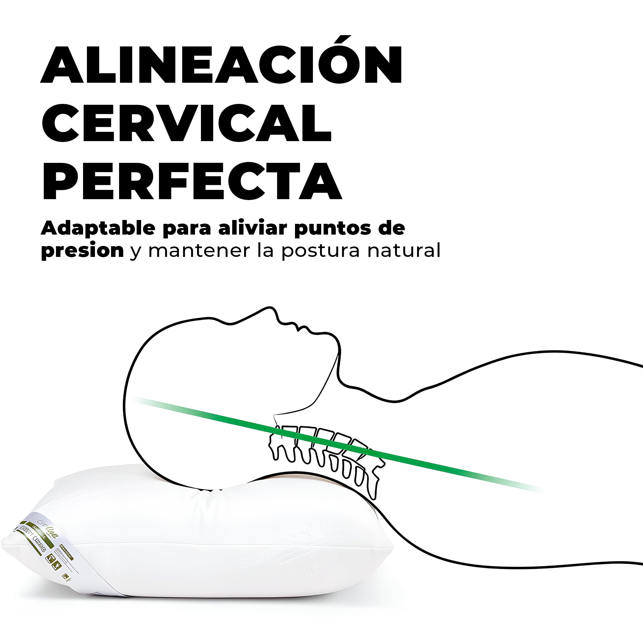 Relax Almohada Visco Vegetal 70 Cm Firmeza Suave Núcleo Aceites Naturales Tejido Bamboo Transpirable Antialérgica Cervical Eco Sostenible Adaptable Sueño Ergonómico Funda Lavable