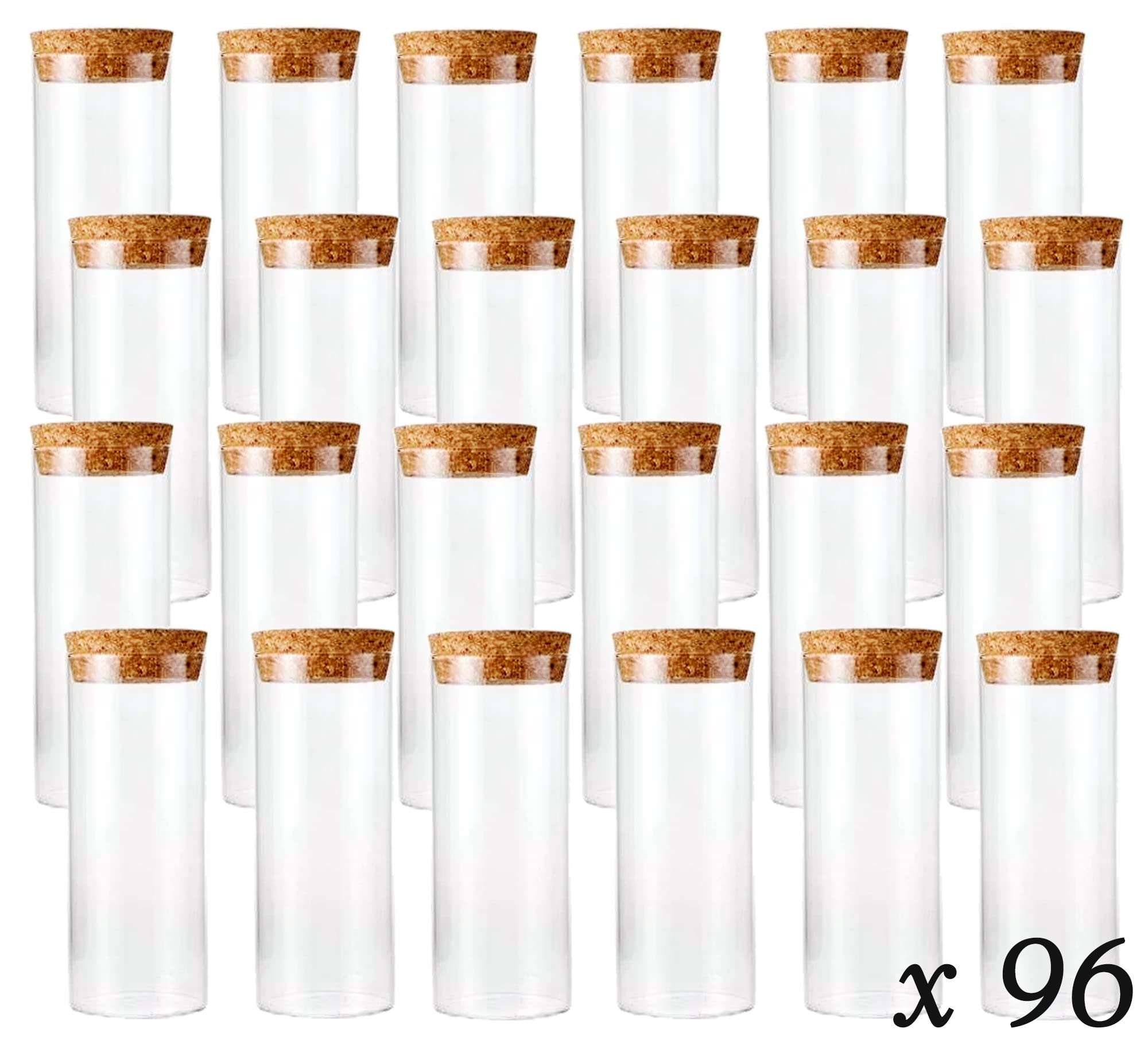 96 provette portaconfetti in Vetro con Tappo in Sughero h 7 cm ø INT. 2,2 cm