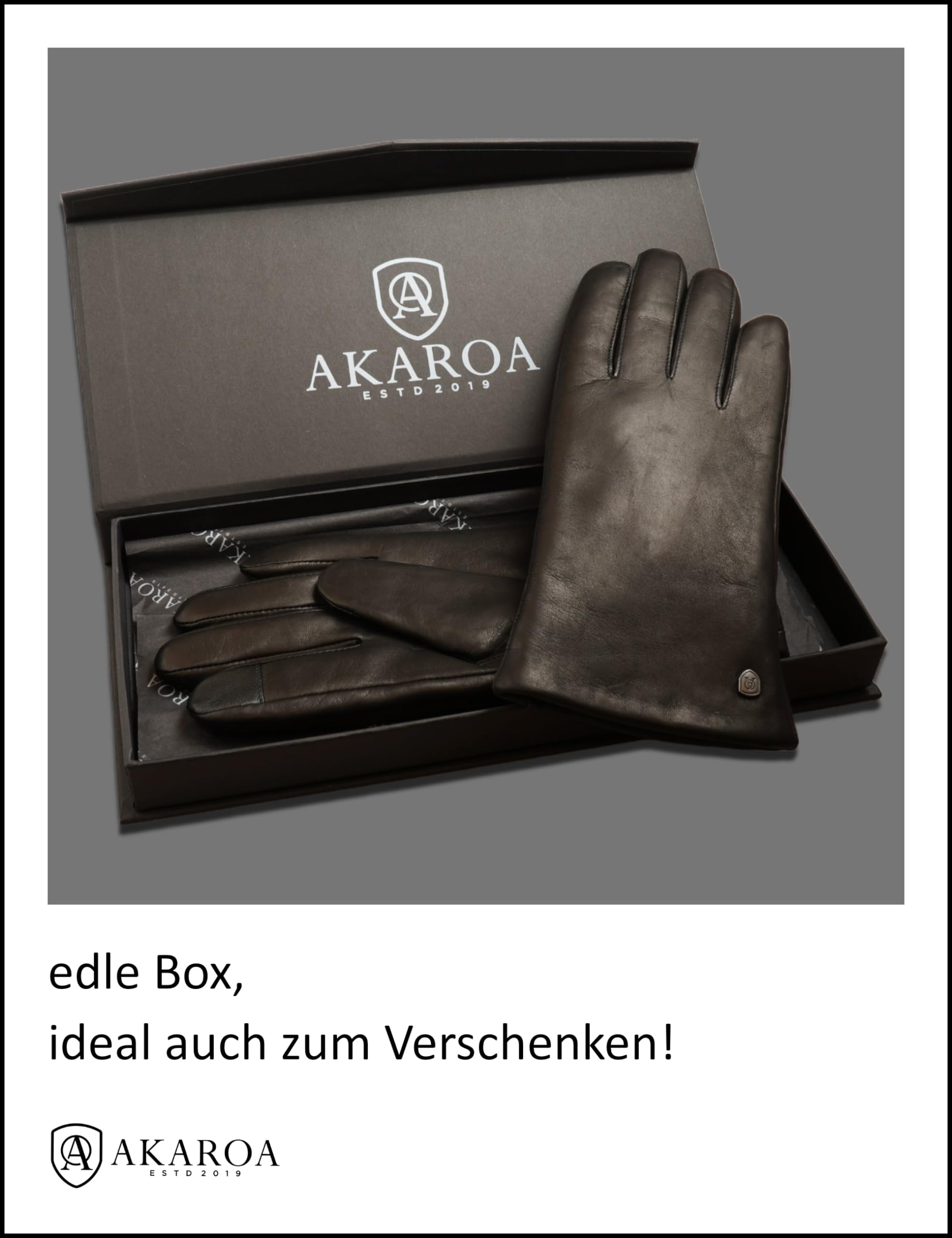 AKAROA ESTD 2019 Lederhandschuhe Damen MIA, Touchscreen Funktion, italienisches Leder, Futter aus original Neuseeland Lammfell, 4 Größen S - XL
