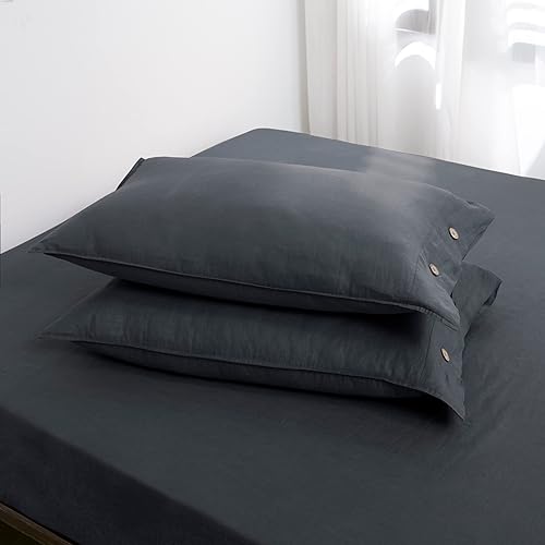 Miniatura 135 de S VICTORY SYMBOL 100% Organic Linen Pillowcases 20"x30" Set of 2,French Natural Flax Soft Durable Pillowshams Sandy Beige,Standard