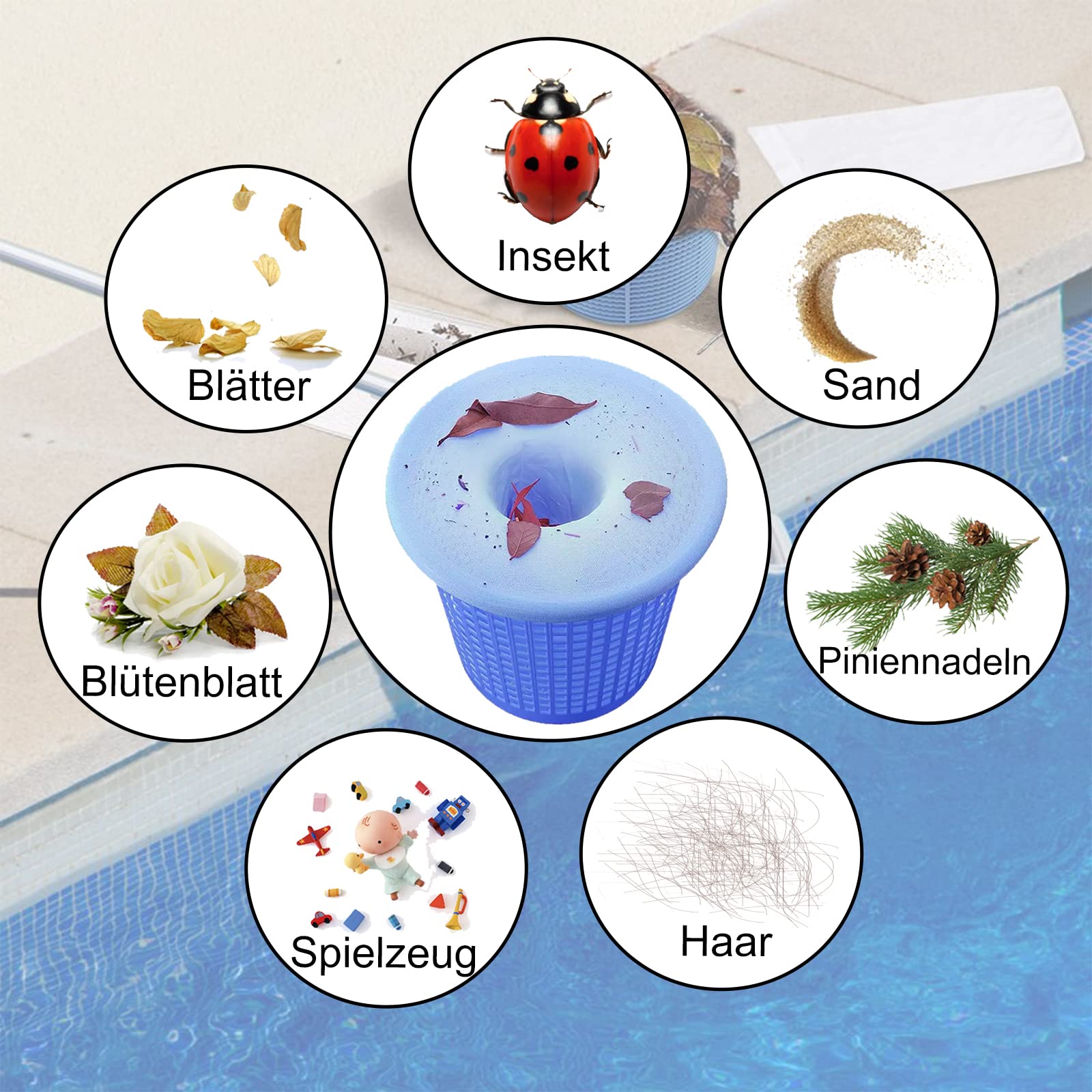 Skimmer di superficie per piscina, rete per piscina, rete per skimmer