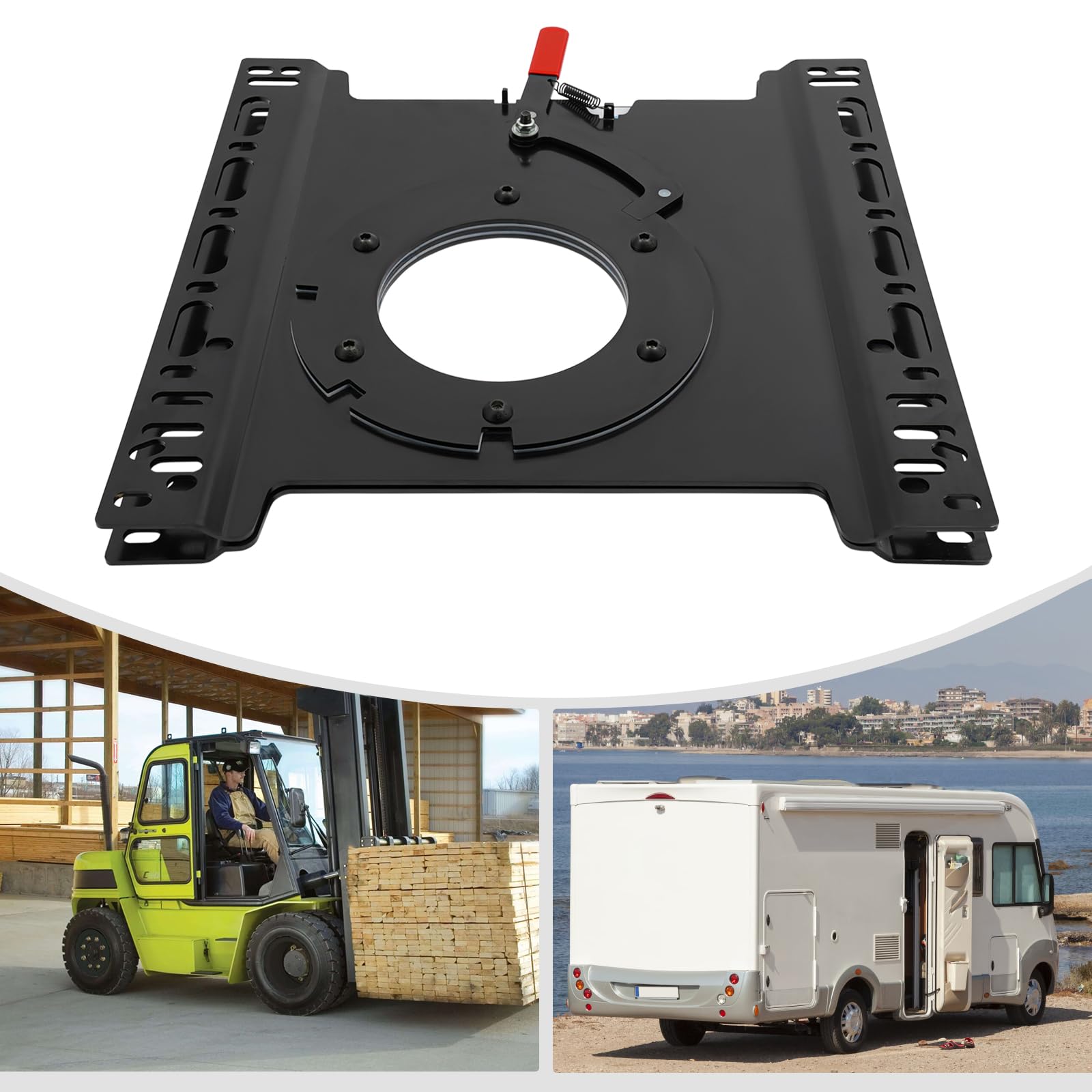 Base girevole per sedile da campeggio a 360° girevole universale consolle girevole in lamiera 46,5 x 46 cm, per camper e roulotte (copilota)