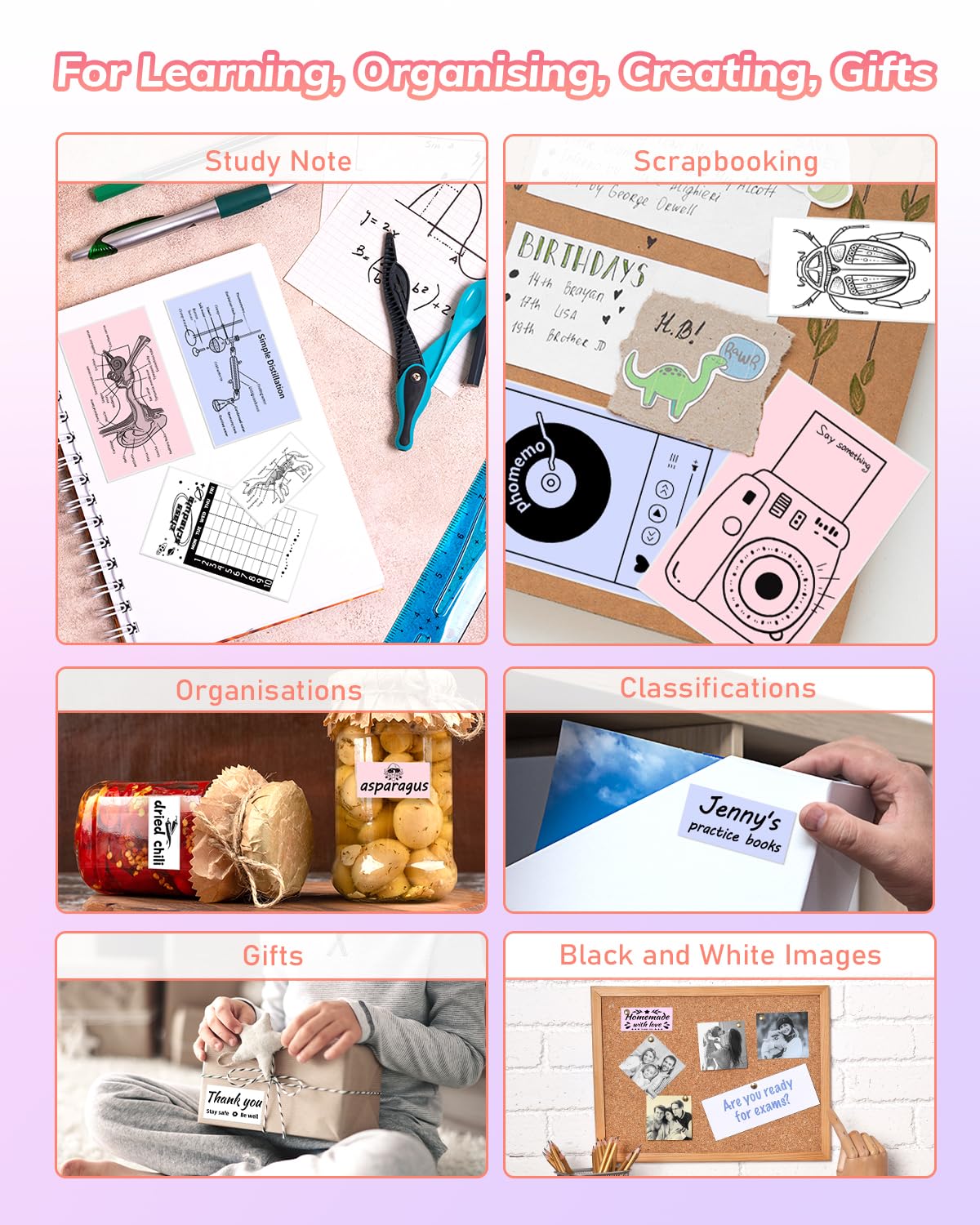 Phomemo Mini drukarka termiczna, przenośna drukarka fotograficzna P2S 300 DPI do smartfonów z 3 rolkami papieru, kompatybilna z systemami iOS i Android, do robienia zdjęć i notatek na prezenty