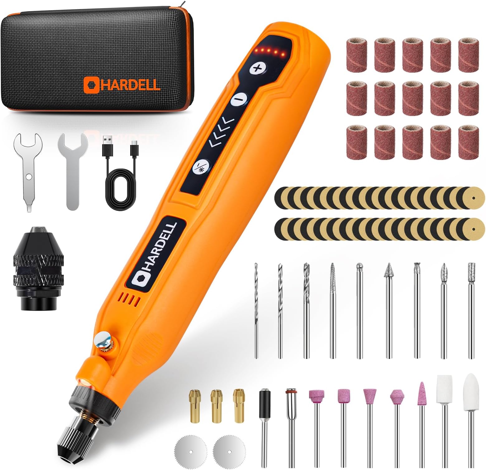 Mini Cordless Rotary Tool, 5-Speed and USB Charging Rotary Tool Kit with 71 Accessories, Multi-Purpose 3.7V DIY Craft Tool for Sanding, Polishing, Drilling, Engraving (Orange)