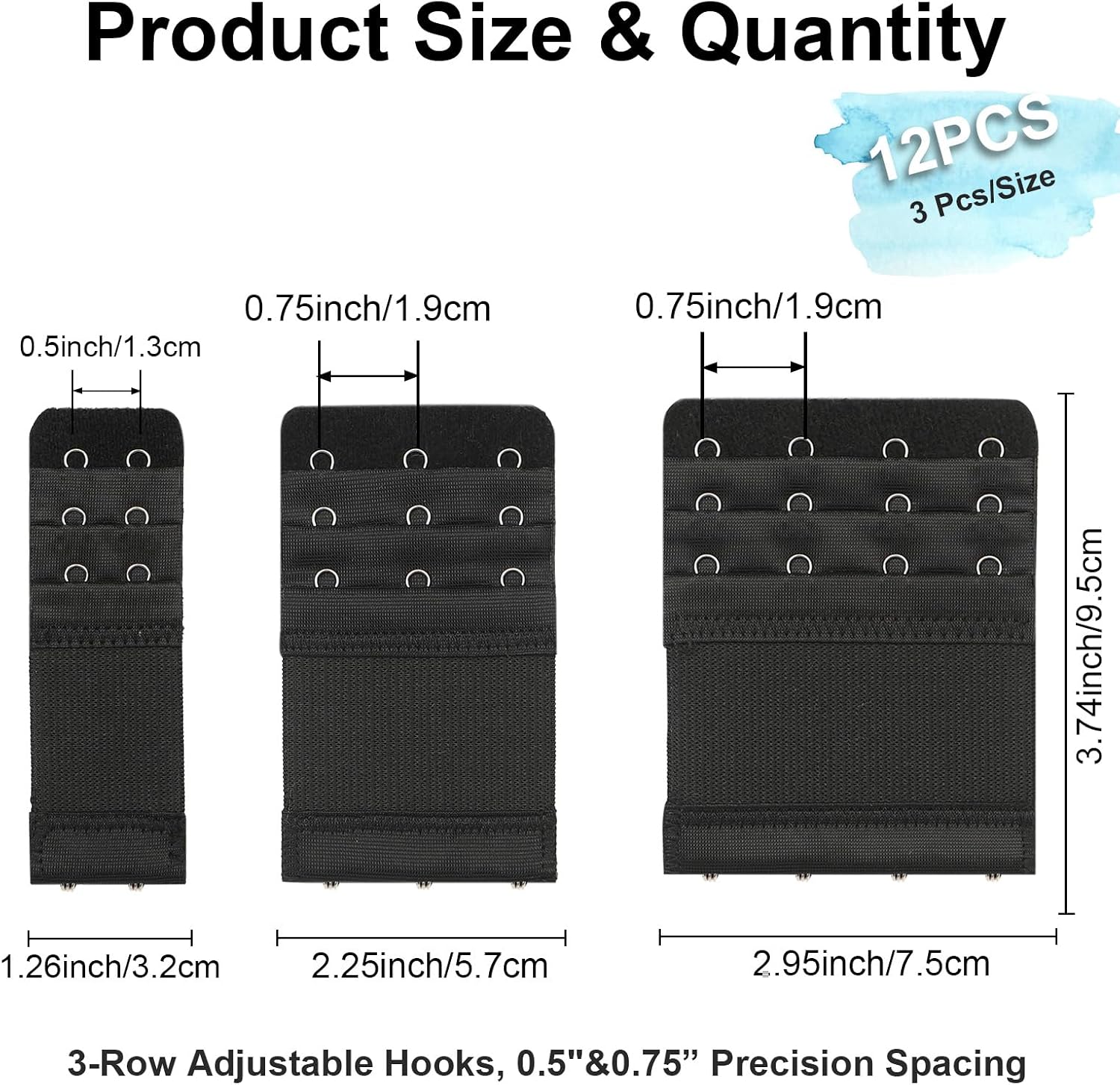 12-Pack Bra Extenders 2 hook / 3 hook / 4 Hooks, Plus Size Bra Extension Straps, Soft and Comfortable Extender image 2