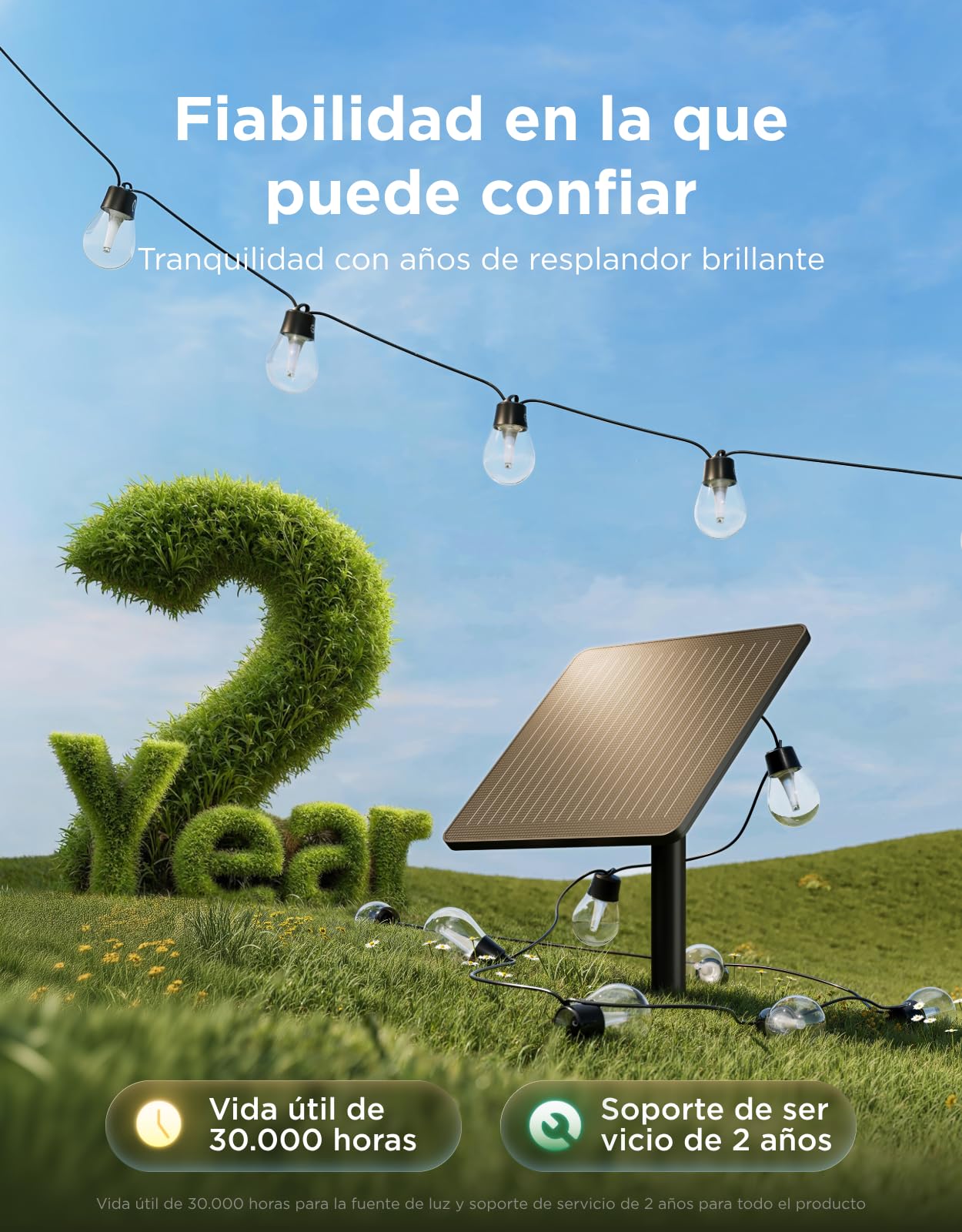 Govee Guirnaldas Luces Exterior Solar 10m, RGBICW con 16M de Colores, 50lm | 112 Modos Escena y Control App, Solo Bluetooth, 8 LED Regulables Irrompibles, 4800mAh, IP67 para Jardín, Terraza, Balcon