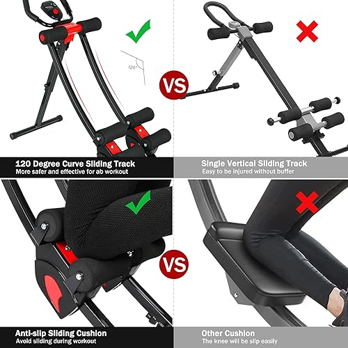 Miniatura 8 de GIKPAL Máquina abdominal, equipo de entrenamiento abdominales para gimnasio en casa, máquina de ejercicio abdominal plegable y núcleo abdominal,