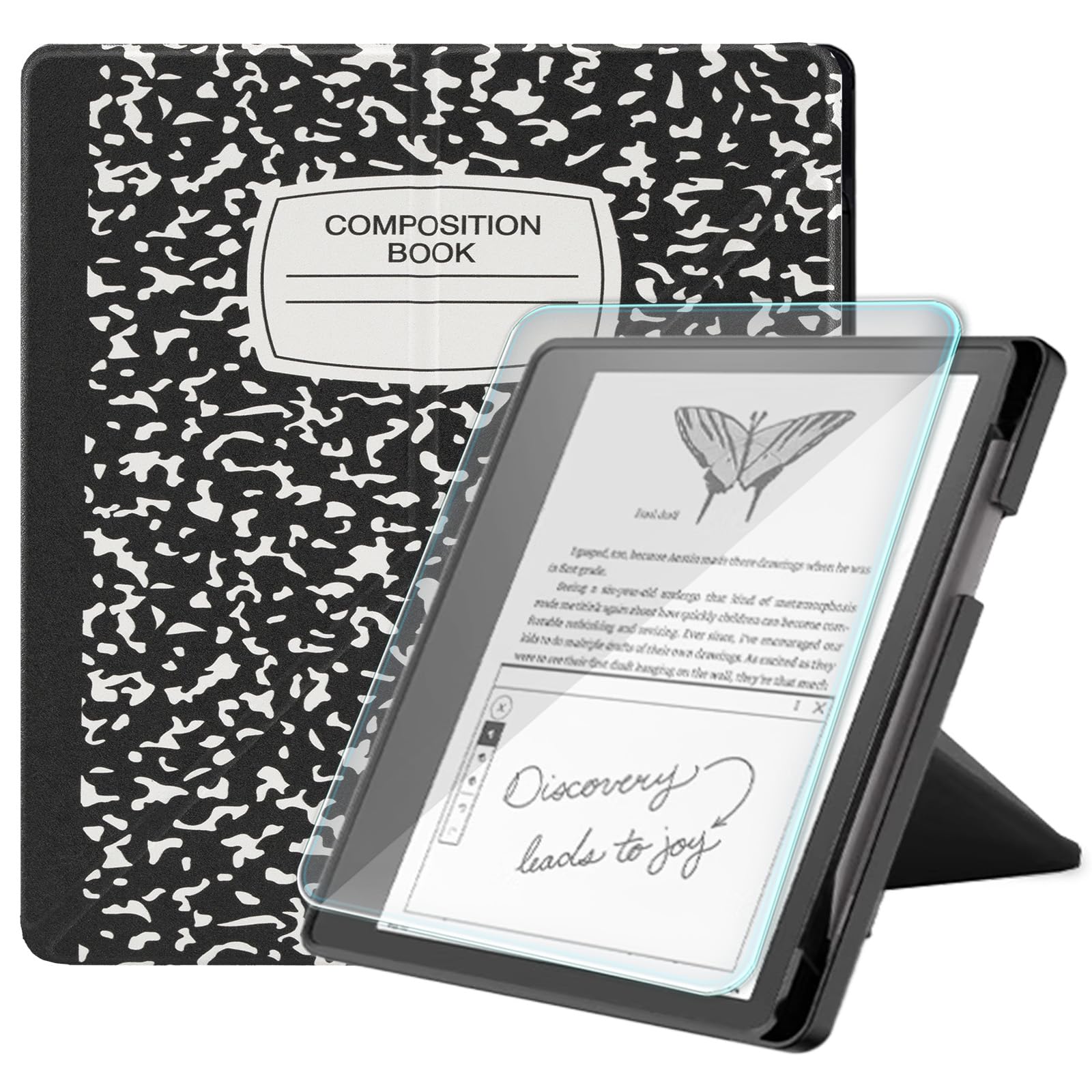 B-Book Schutzhülle für Kindle Scirbe, inklusive Displayschutzfolie, Premium-PU-Leder, Standfunktion, automatische Sleep/Wake-Funktion und Stifthalter, für Kindle Scribe (Version 2022/2024)