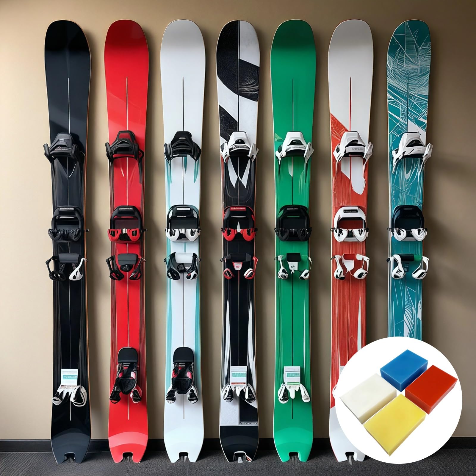PONDON Zestaw do woskowania narciarskiego, czteroczęściowy, profesjonalny blok do woskowania snowboardowego, wielotemperaturowy 70 g, woskowanie w każdej temperaturze do -30°C do 20.0 °C sprzęt
