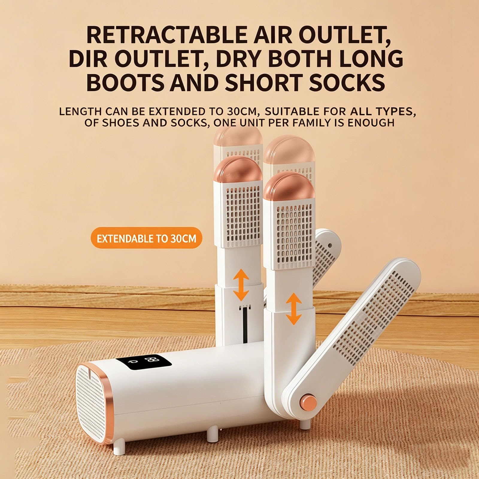 Asciugascarpe Elettrico Pieghevole con Design Impermeabile, Deumidificatore per 4 Paia di Scarpe/Stivali, Ideale per Scarponi da Lavoro, Scarpe da Ginnastica, Scarponi da Sci, Tacchetti e Scarpe Sport