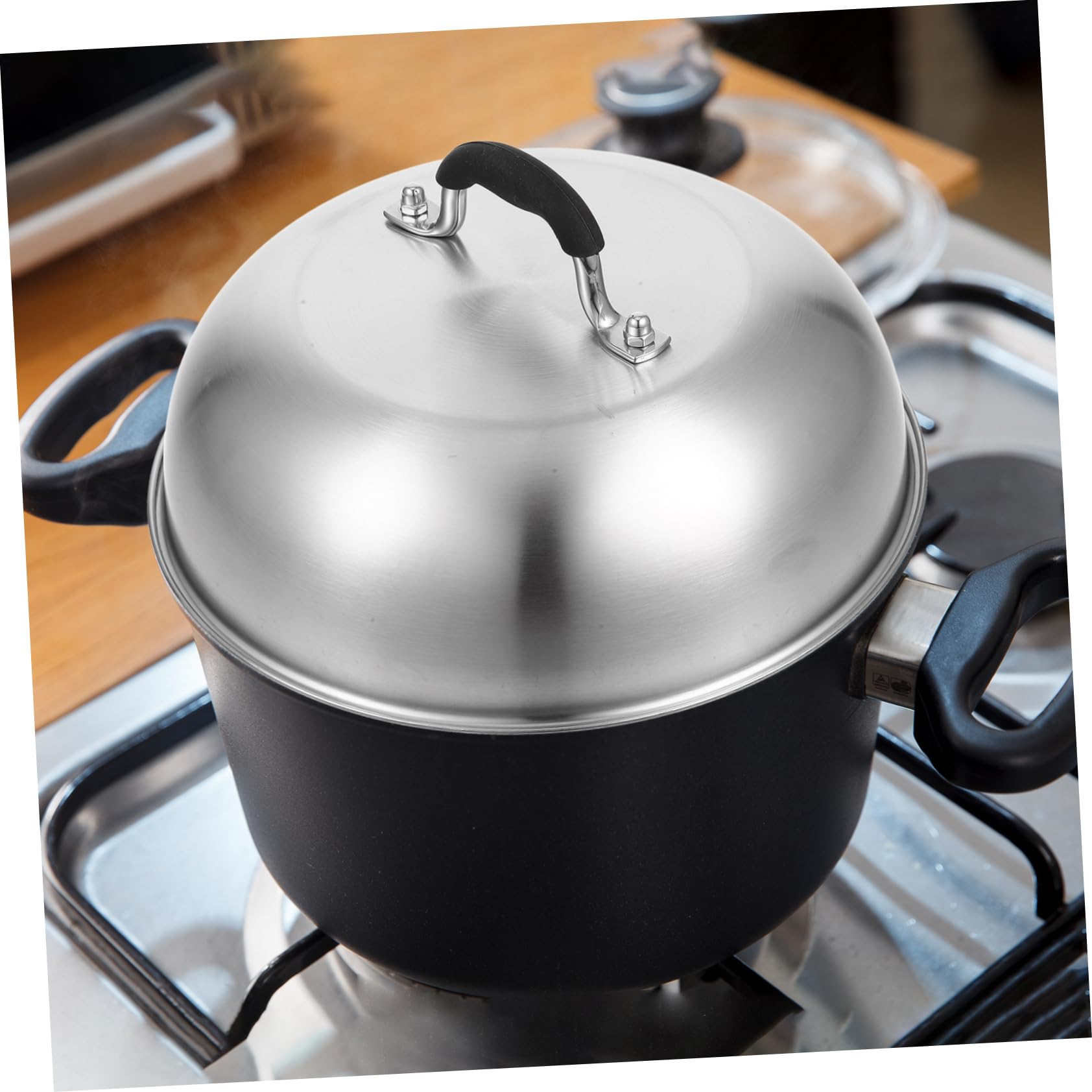 Coperchio per Pentole in Acciaio Inox Manico in Silicone, Cupola Alta per Bbq e Ristorante, Distribuzione Uniforme del Calore