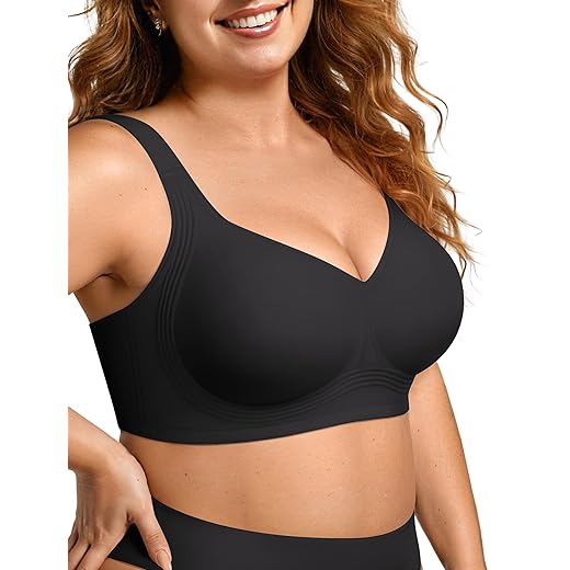 OEAK Womens Wireless Jelly Bra Plus Size Supportive Seamless Bras Full Coverage Push Up Comfortable No Underwire Tshirt Bras