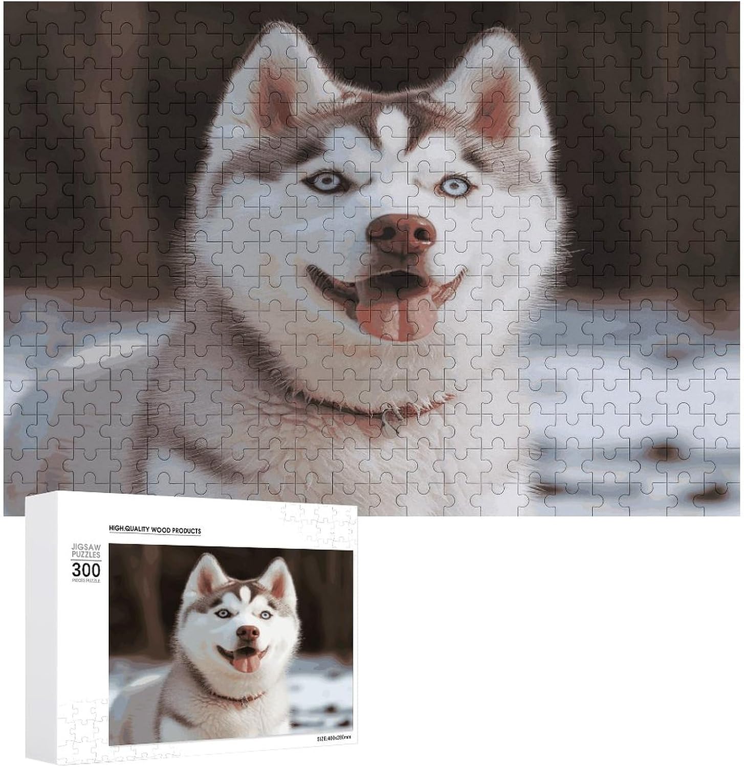Wooden Puzzle for Adults, Suitable for Home Use, Husky Piquant Dog Printed, Perfect Match