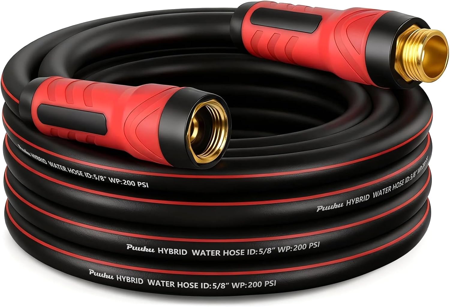 PUUKU 25ft x 5/8" Heavy Duty Garden Hose - Kink-Resistant, Leakproof Lightweight Hybrid Non-Expandable Hose with Swivel Fittings